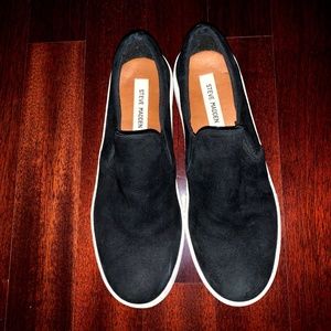 Black Suede slide on Steve Madden shoes size 9